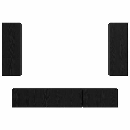 TV-Schrankset 5 pcs Schwarz Eichen-Optik Holzwerkstoff