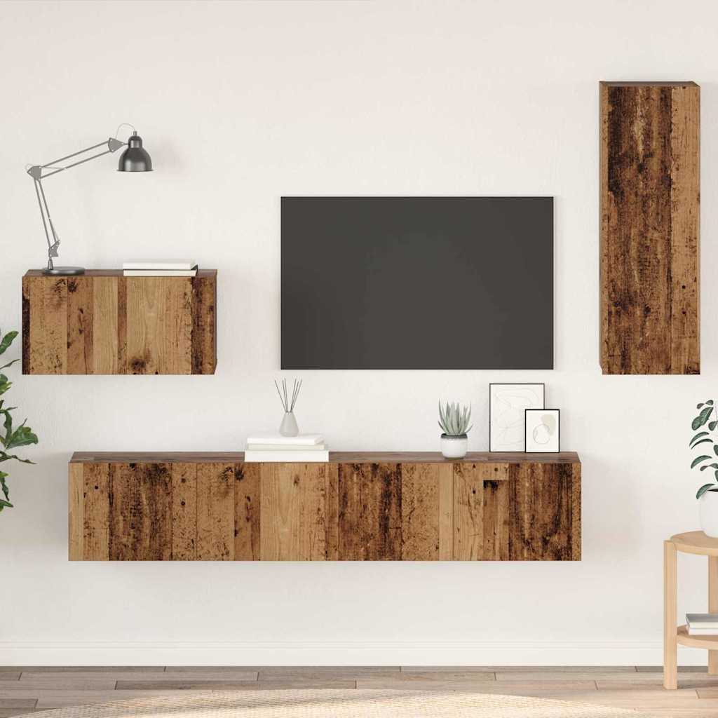 Wand-TV-Schrank Wandmontiert 4 pcs Altholz Holzwerkstoff
