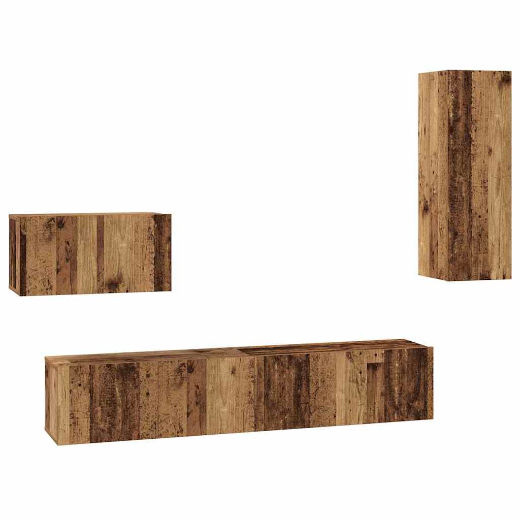 Wand-TV-Schrank Wandmontiert 4 pcs Altholz Holzwerkstoff