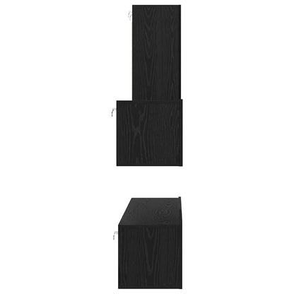 Wand-TV-Schrank 4 pcs Schwarz Eichen-Optik Holzwerkstoff