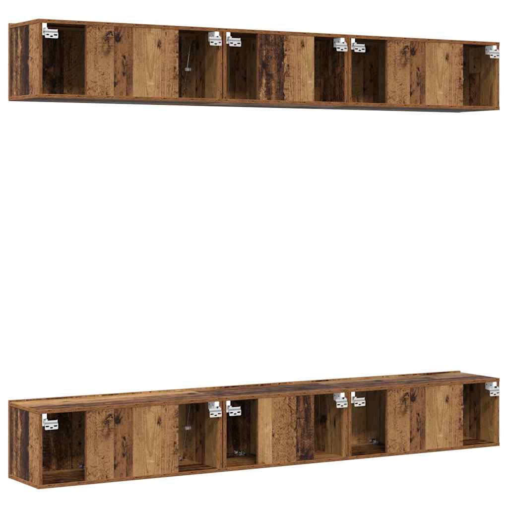 TV-Schrankset Wandmontiert 6 pcs Altholz Holzwerkstoff