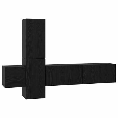 TV-Schrankset 5 pcs Schwarz Eichen-Optik Holzwerkstoff