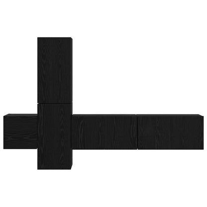 TV-Schrankset 5 pcs Schwarz Eichen-Optik Holzwerkstoff