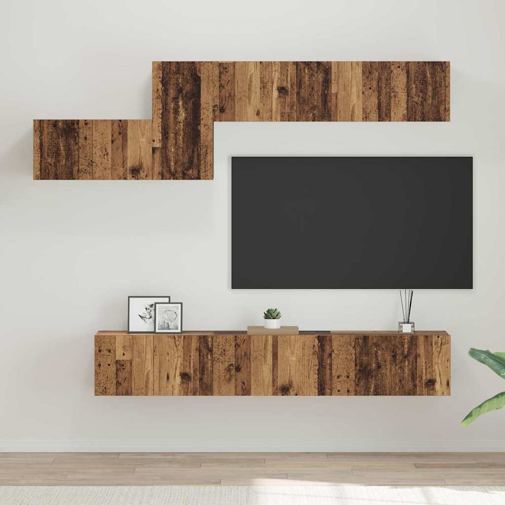TV-Schrankset mit Schubladen 7 pcs Altholz Holzwerkstoff