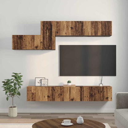 TV-Schrankset mit Schubladen 7 pcs Altholz Holzwerkstoff