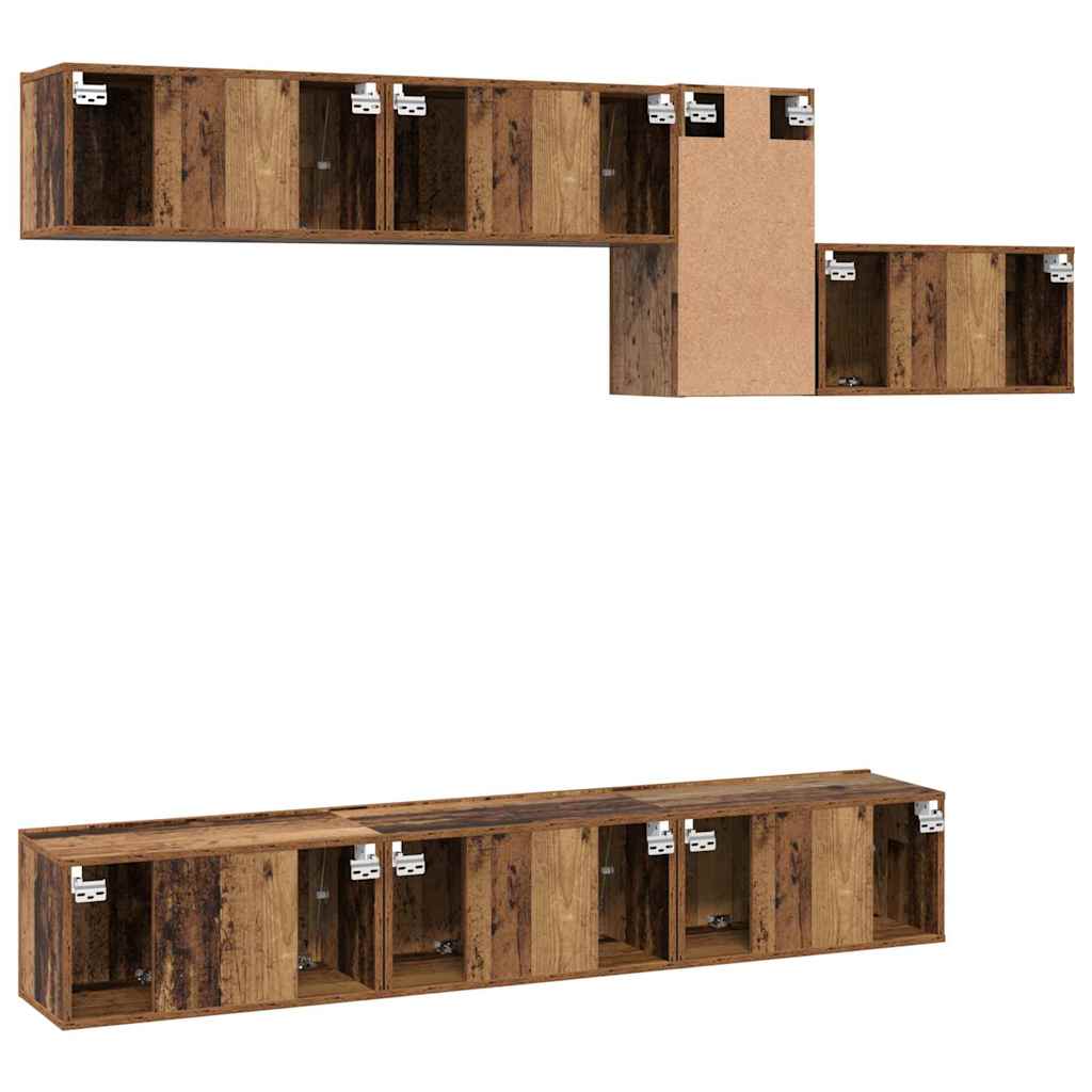 TV-Schrankset mit Schubladen 7 pcs Altholz Holzwerkstoff