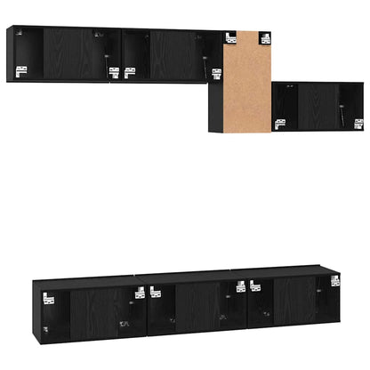 TV-Schrankset mit Schubladen Schwarz Eichen-Optik Holzwerkstoff