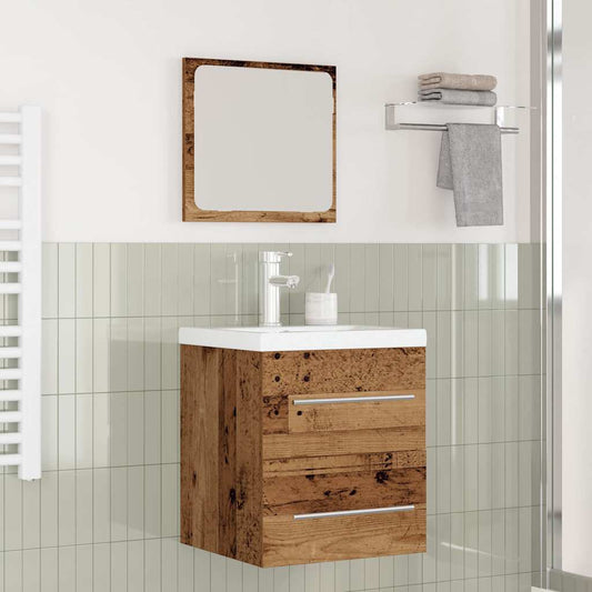 Badezimmermöbel-Set mit Schubladen 2 pcs Altholz Holzwerkstoff