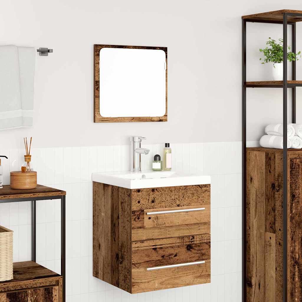 Badezimmermöbel-Set mit Schubladen 2 pcs Altholz Holzwerkstoff