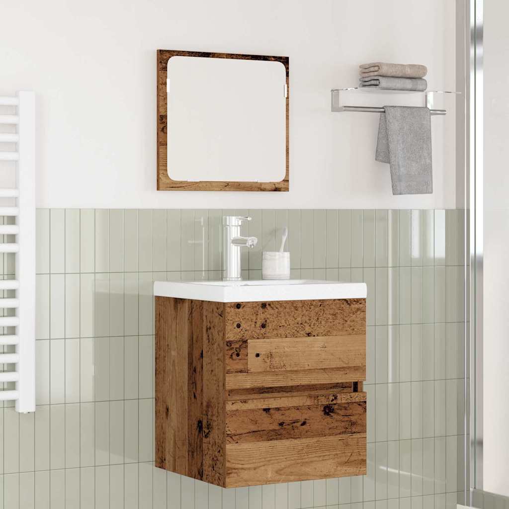 Badezimmermöbel-Set 2 pcs Altes Holz und Weiß Holzwerkstoff