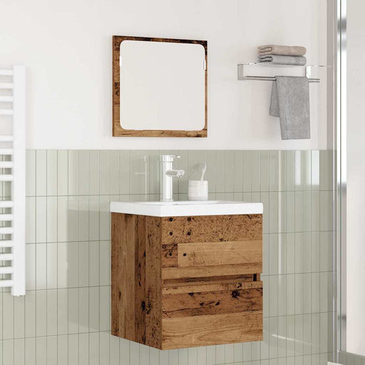 Badezimmermöbel-Set 2 pcs Altes Holz und Weiß Holzwerkstoff