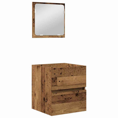 Badezimmermöbel-Set 2 pcs Altes Holz und Weiß Holzwerkstoff