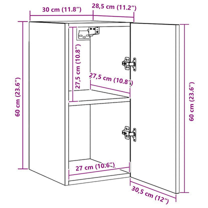 TV-Schrankset Wandmontiert Schwarz Eichen-Optik Holzwerkstoff
