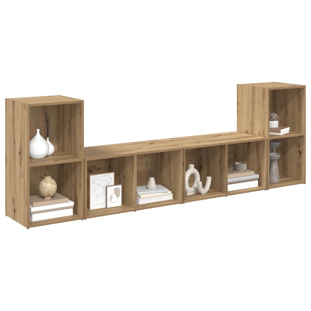 TV-Schrankset 4 pcs Artisan-Eiche 37 x 37 x 72 cm Holzwerkstoff