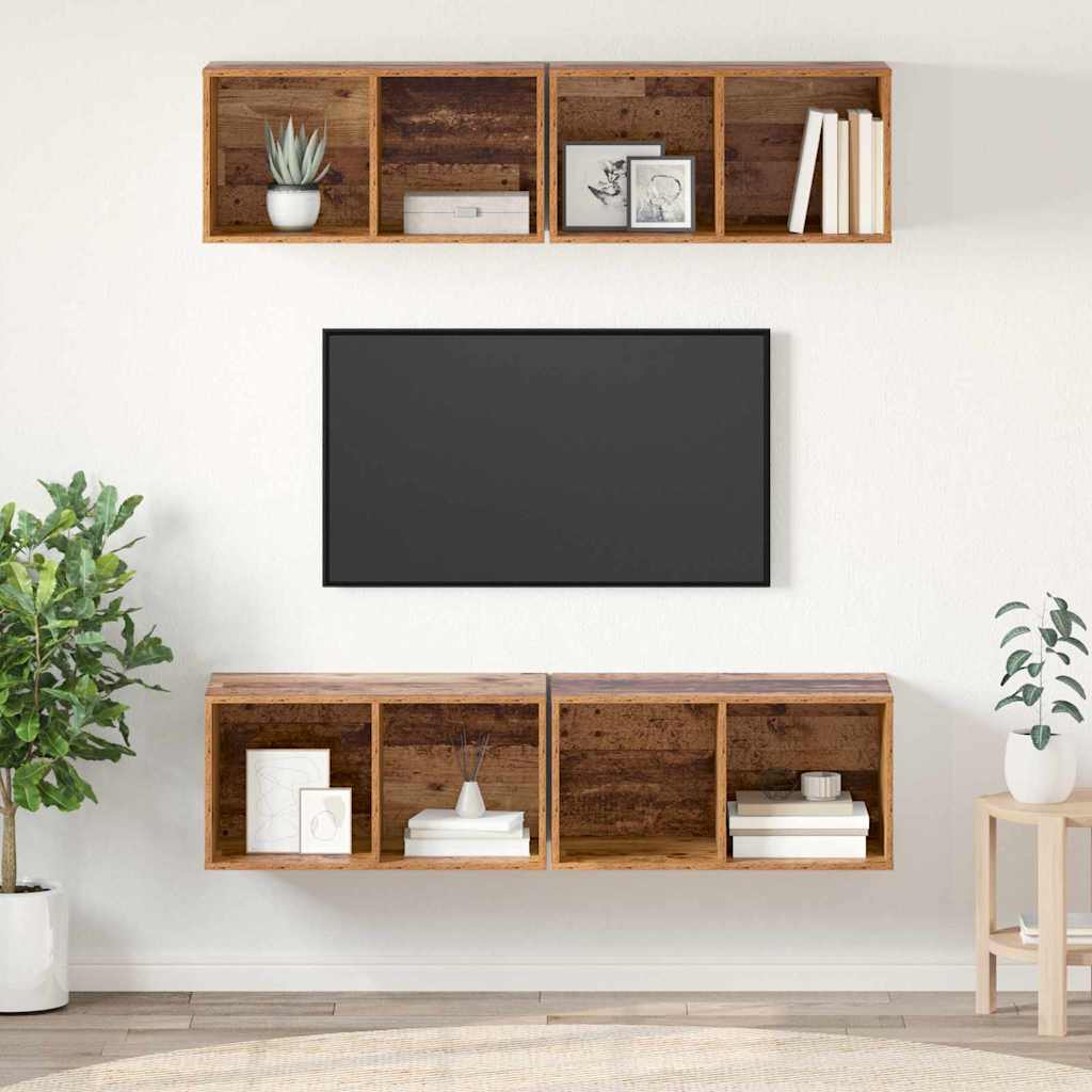 TV-Schrankset 4 pcs Altholz 37 x 37 x 72 cm Holzwerkstoff