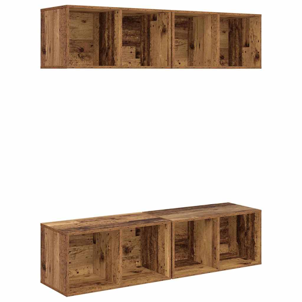 TV-Schrankset 4 pcs Altholz 37 x 37 x 72 cm Holzwerkstoff