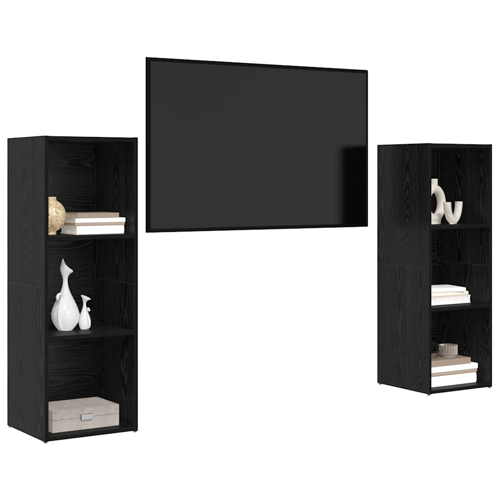 TV-Schrankset 2 pcs Schwarz Eichen-Optik 107 x 35 x 37 cm