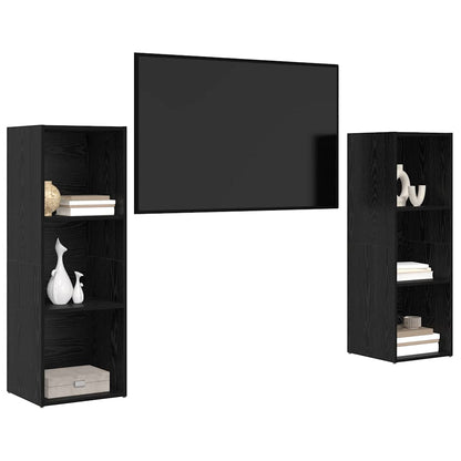 TV-Schrankset 2 pcs Schwarz Eichen-Optik 107 x 35 x 37 cm