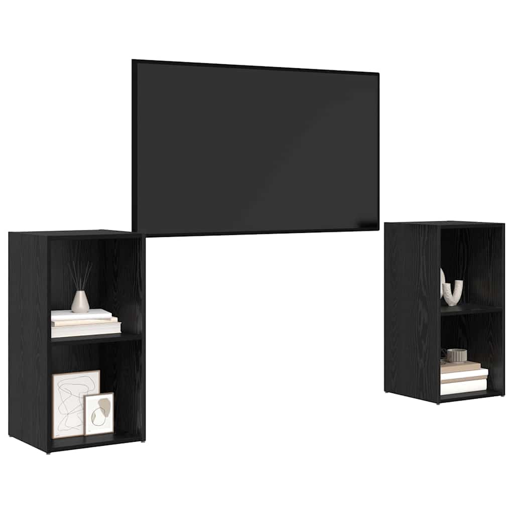 TV-Schrankset 2 pcs Schwarz Eichen-Optik 72 x 35 x 36,5 cm