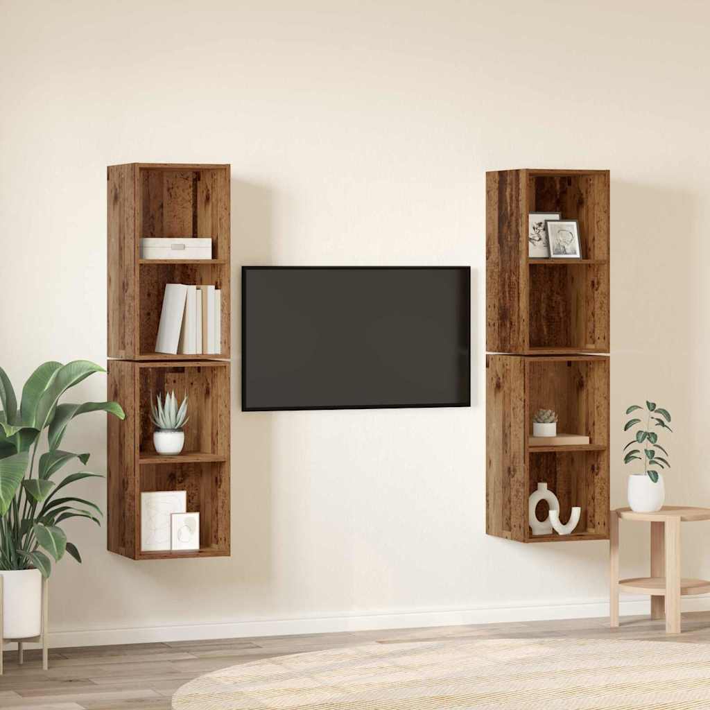 TV-Schrankset 4 pcs Altholz 37 x 37 x 72 cm Holzwerkstoff