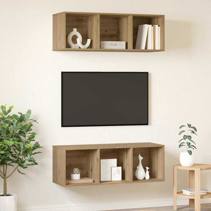 TV-Schrankset Wandmontiert 2 pcs Artisan-Eiche 37 x 37 x 107 cm