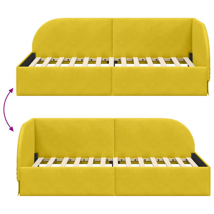 Eckbettgestell mit Kopfteil Gelb 90 x 190 cm Samt