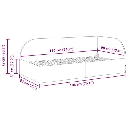 Eckbettgestell mit Kopfteil Türkis 90 x 190 cm Samt