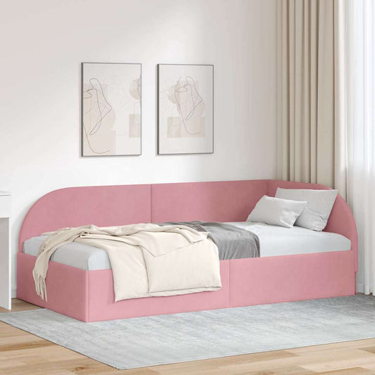 Eckbettgestell mit Kopfteil Rosa 100 x 200 cm Samt
