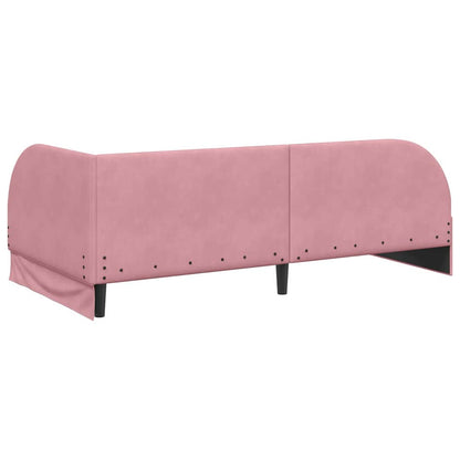 Eckbettgestell mit Kopfteil Rosa 100 x 200 cm Samt