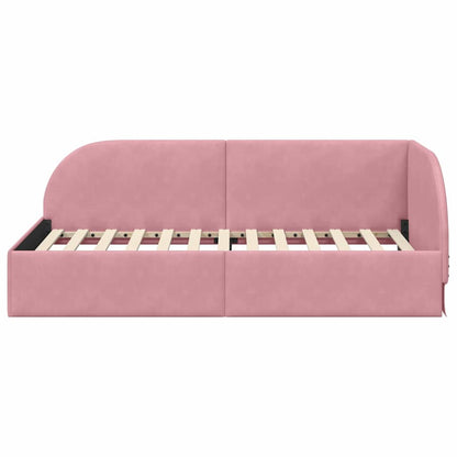 Eckbettgestell mit Kopfteil Rosa 100 x 200 cm Samt