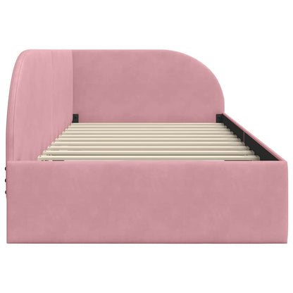 Eckbettgestell mit Kopfteil Rosa 100 x 200 cm Samt