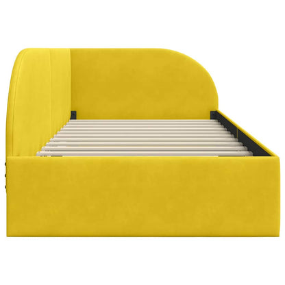 Eckbettgestell mit Kopfteil Gelb 100 x 200 cm Samt