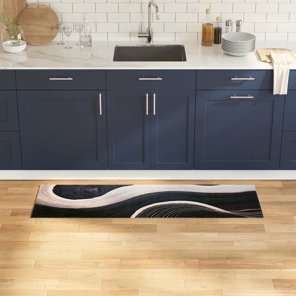 Küchenmatte Art Deco Schwarz 150 x 45 cm Samt