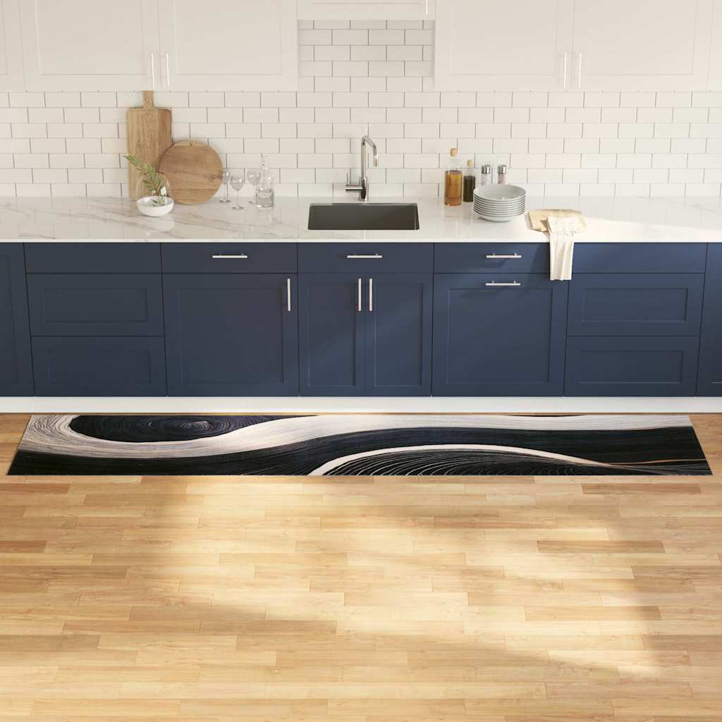 Küchenmatte Art Deco Schwarz 300 x 60 cm Samt
