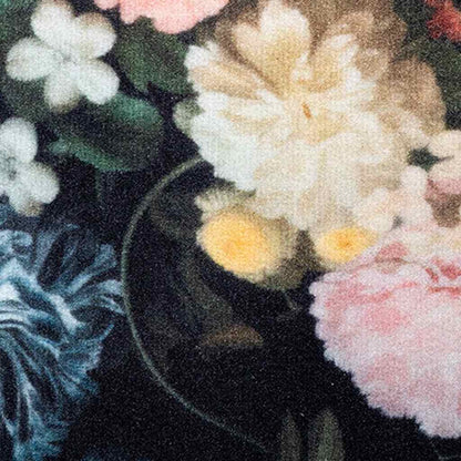 Küchenmatte Floral Schwarz 180 x 60 cm Samt