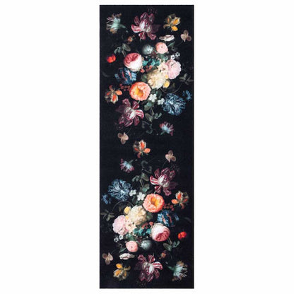 Küchenmatte Floral Schwarz 180 x 60 cm Samt