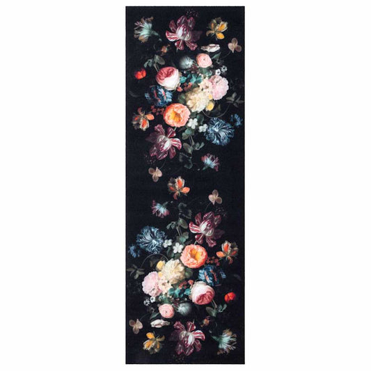 Küchenmatte Floral Schwarz 180 x 60 cm Samt