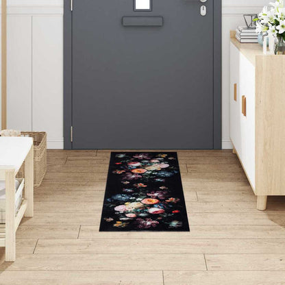 Küchenmatte Floral Schwarz 150 x 45 cm Samt