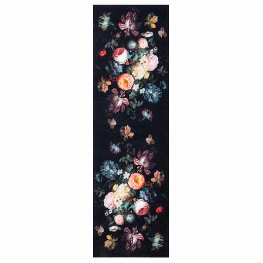 Küchenmatte Floral Schwarz 150 x 45 cm Samt