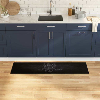 Küchen Teppich Schwarz 150 x 45 cm Samt