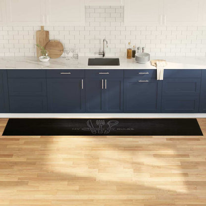 Küchen Teppich Schwarz 300 x 60 cm Samt