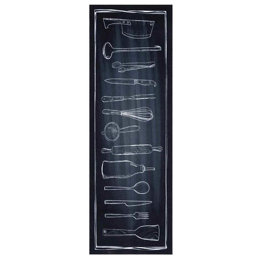 Küchenmatte Toile-de-Jouy Schwarz 180 x 60 cm Samt
