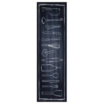 Küchenmatte Toile-de-Jouy Schwarz 150 x 45 cm Samt