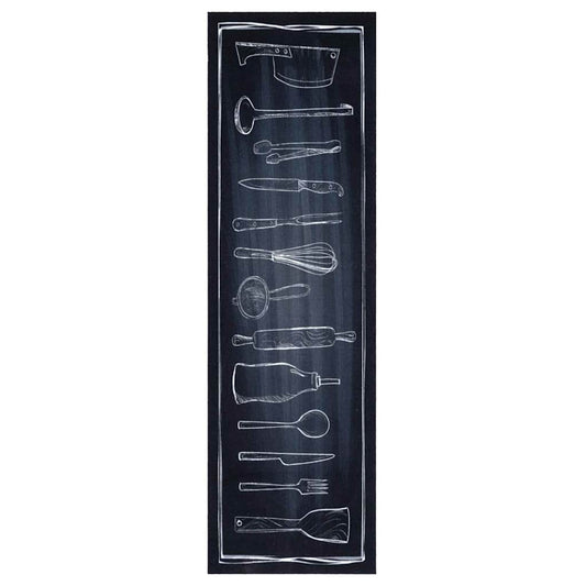 Küchenmatte Toile-de-Jouy Schwarz 150 x 45 cm Samt