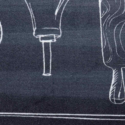 Küchenmatte Toile-de-Jouy Schwarz 300 x 60 cm Samt