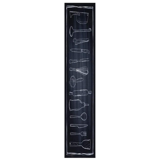 Küchenmatte Toile-de-Jouy Schwarz 300 x 60 cm Samt