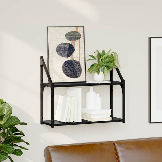 Wandregal Schwarz Eichen-Optik 60 x 21 x 51 cm Holzwerkstoff