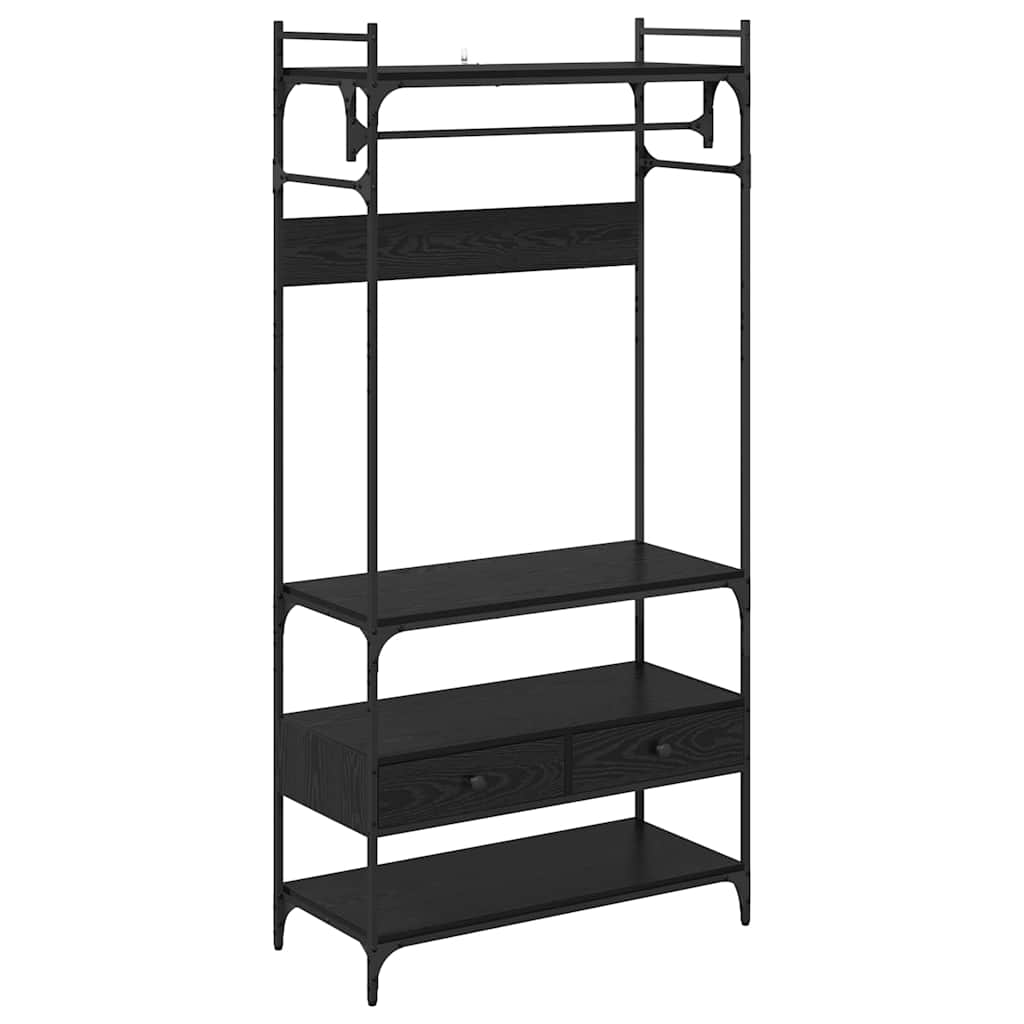 Kleiderschrank Schwarz Eichen-Optik 89 x 39 x 184.5 cm