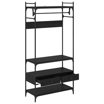 Kleiderschrank Schwarz Eichen-Optik 89 x 39 x 184.5 cm