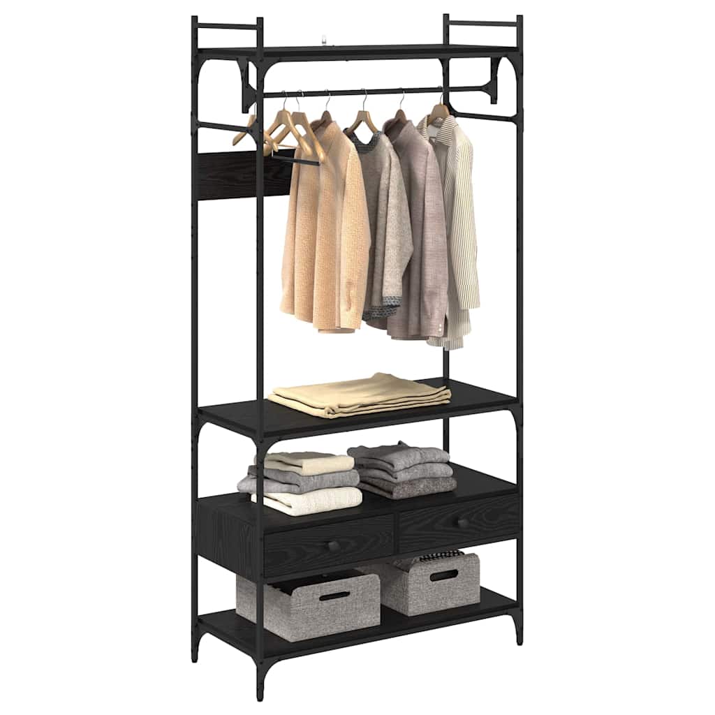 Kleiderschrank Schwarz Eichen-Optik 89 x 39 x 184.5 cm